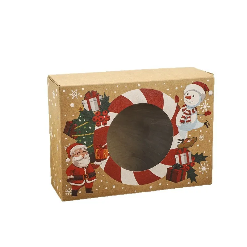 Wholesale New Red White Santa Creative Christmas Gift Carton Storage Box Empty Pizza Candy Food Rigid Paperboard Crafts Custom