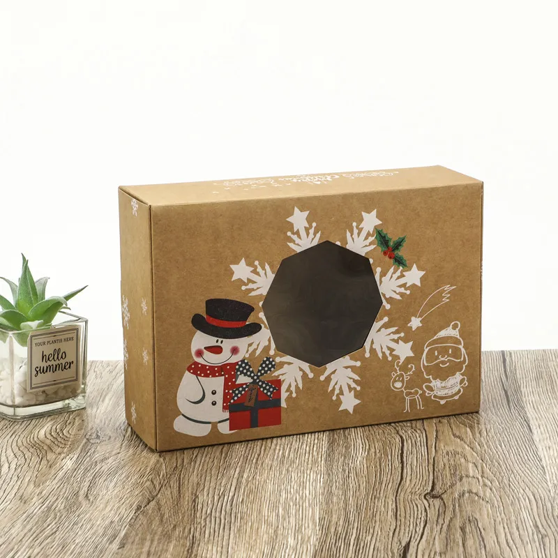 Wholesale New Red White Santa Creative Christmas Gift Carton Storage Box Empty Pizza Candy Food Rigid Paperboard Crafts Custom